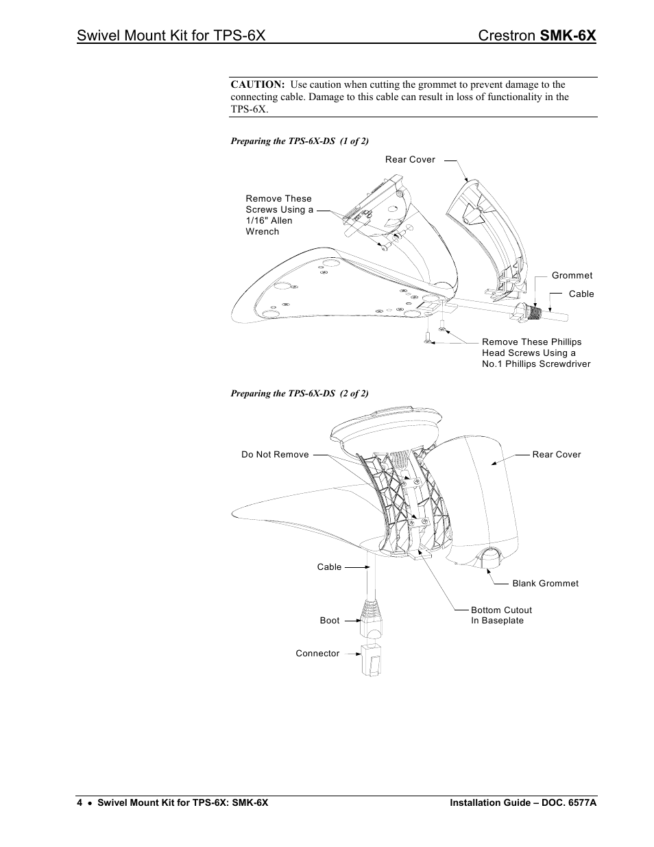 Swivel mount kit for tps-6x crestron smk-6x | Crestron electronic SMK-6X User Manual | Page 8 / 16
