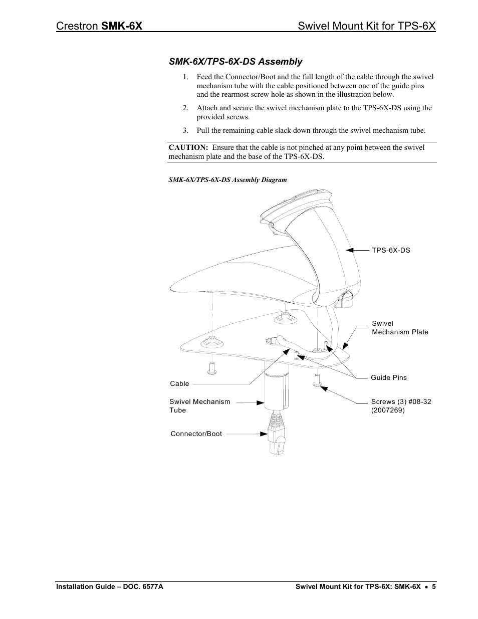 Crestron smk-6x swivel mount kit for tps-6x | Crestron electronic SMK-6X User Manual | Page 9 / 16