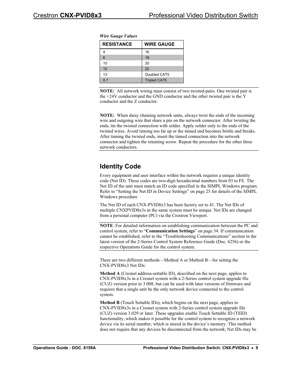 Identity code, Identity code” on | Crestron electronic CNX-PVID8x3 User Manual | Page 13 / 48