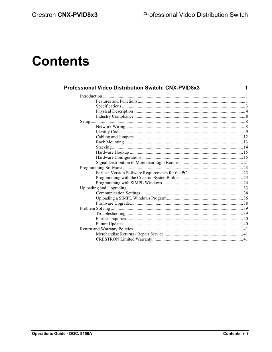 Crestron electronic CNX-PVID8x3 User Manual | Page 3 / 48