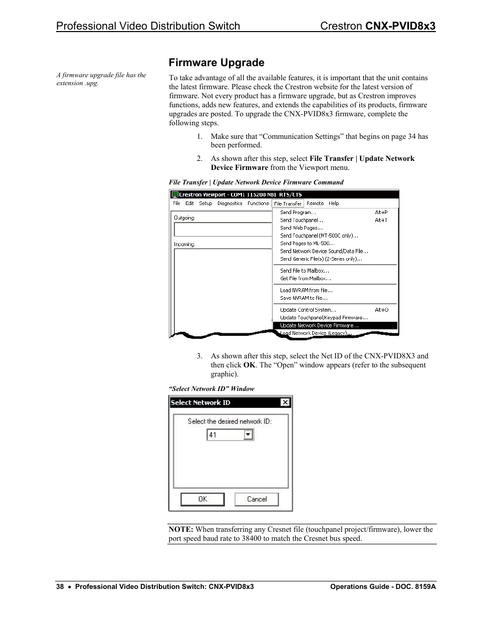 Firmware upgrade | Crestron electronic CNX-PVID8x3 User Manual | Page 42 / 48