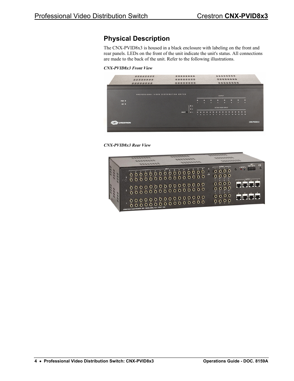 Physical description | Crestron electronic CNX-PVID8x3 User Manual | Page 8 / 48