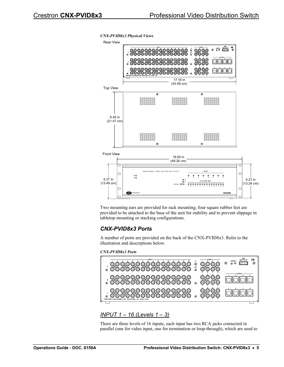 Cnx-pvid8x3 ports | Crestron electronic CNX-PVID8x3 User Manual | Page 9 / 48