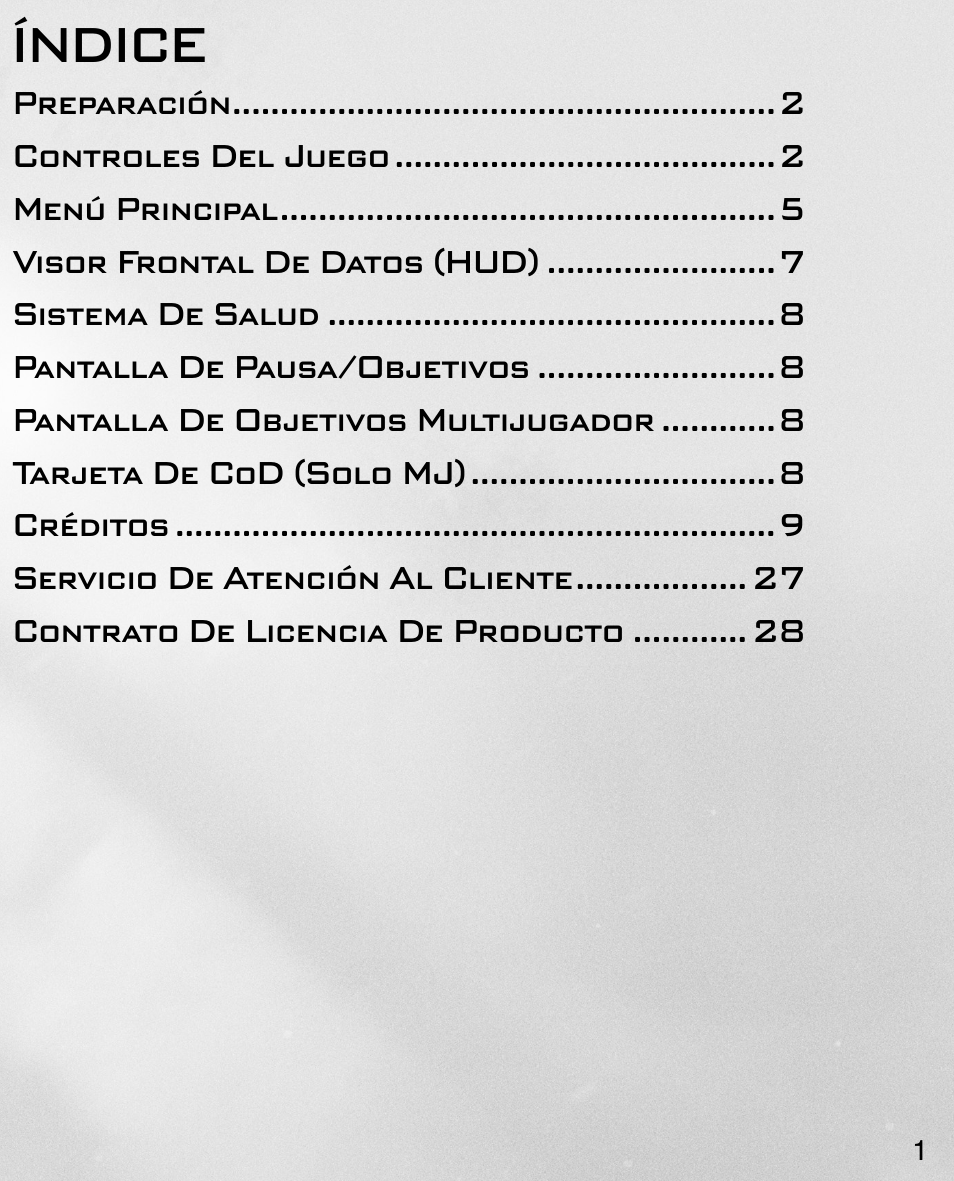 Índice | Activision Call of Duty: Black Ops II User Manual | Page 3 / 34