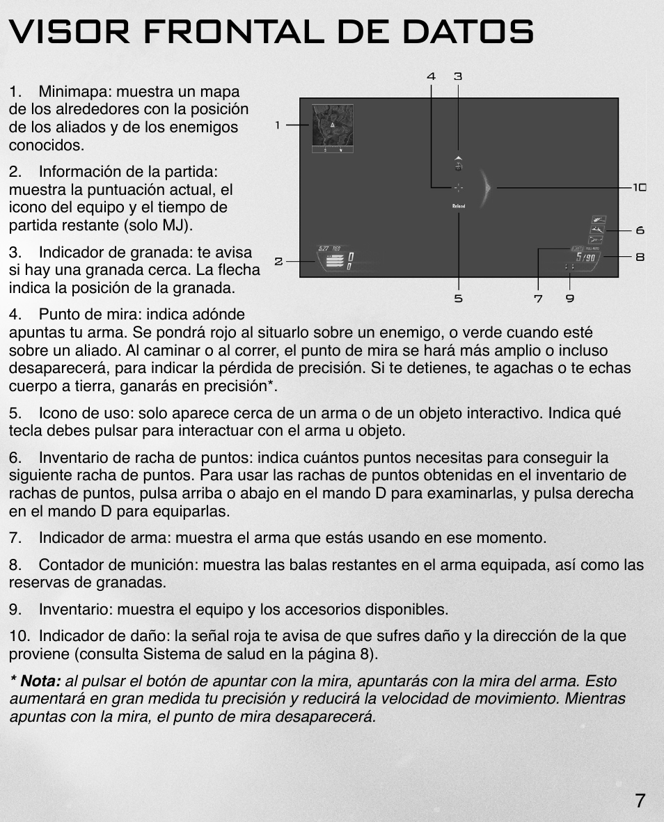 Visor frontal de datos | Activision Call of Duty: Black Ops II User Manual | Page 9 / 34