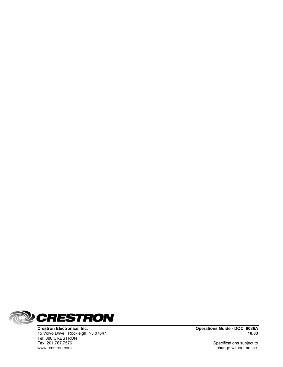 Crestron electronic CNRFGWA User Manual | Page 20 / 20