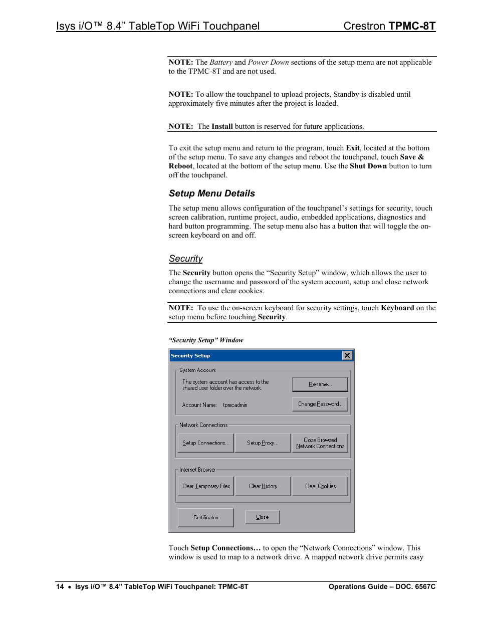 Nu (refer to “setup menu details” whi | Crestron electronic TPMC-8T User Manual | Page 18 / 82