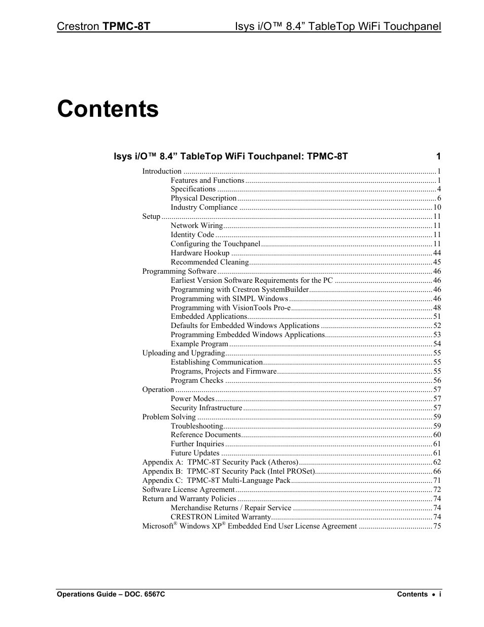 Crestron electronic TPMC-8T User Manual | Page 3 / 82