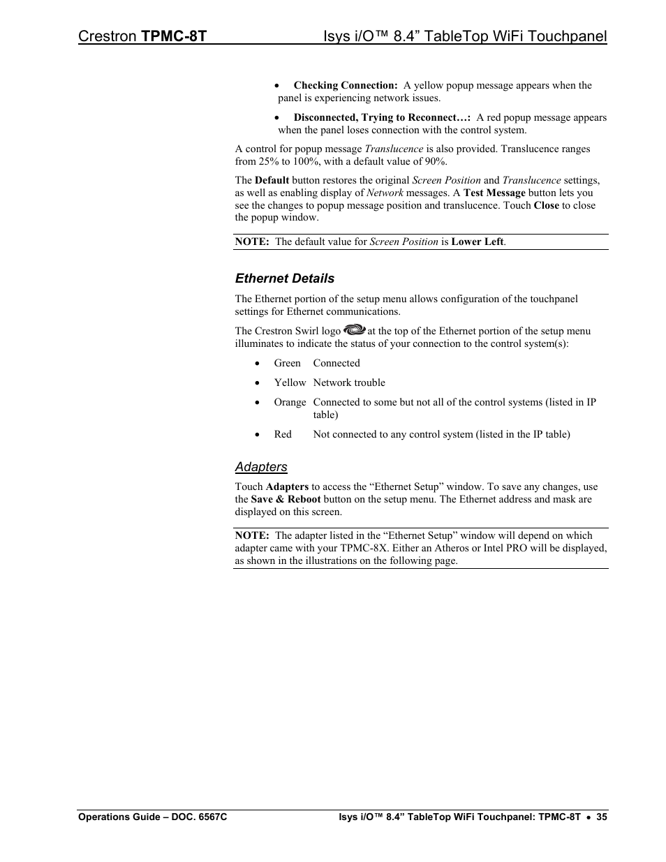 Crestron electronic TPMC-8T User Manual | Page 39 / 82