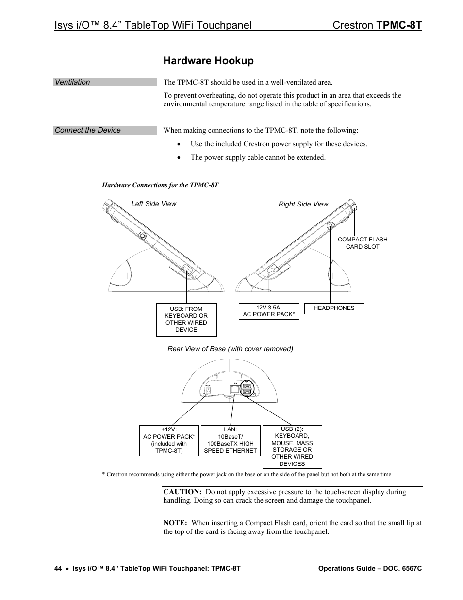 Hardware hookup | Crestron electronic TPMC-8T User Manual | Page 48 / 82