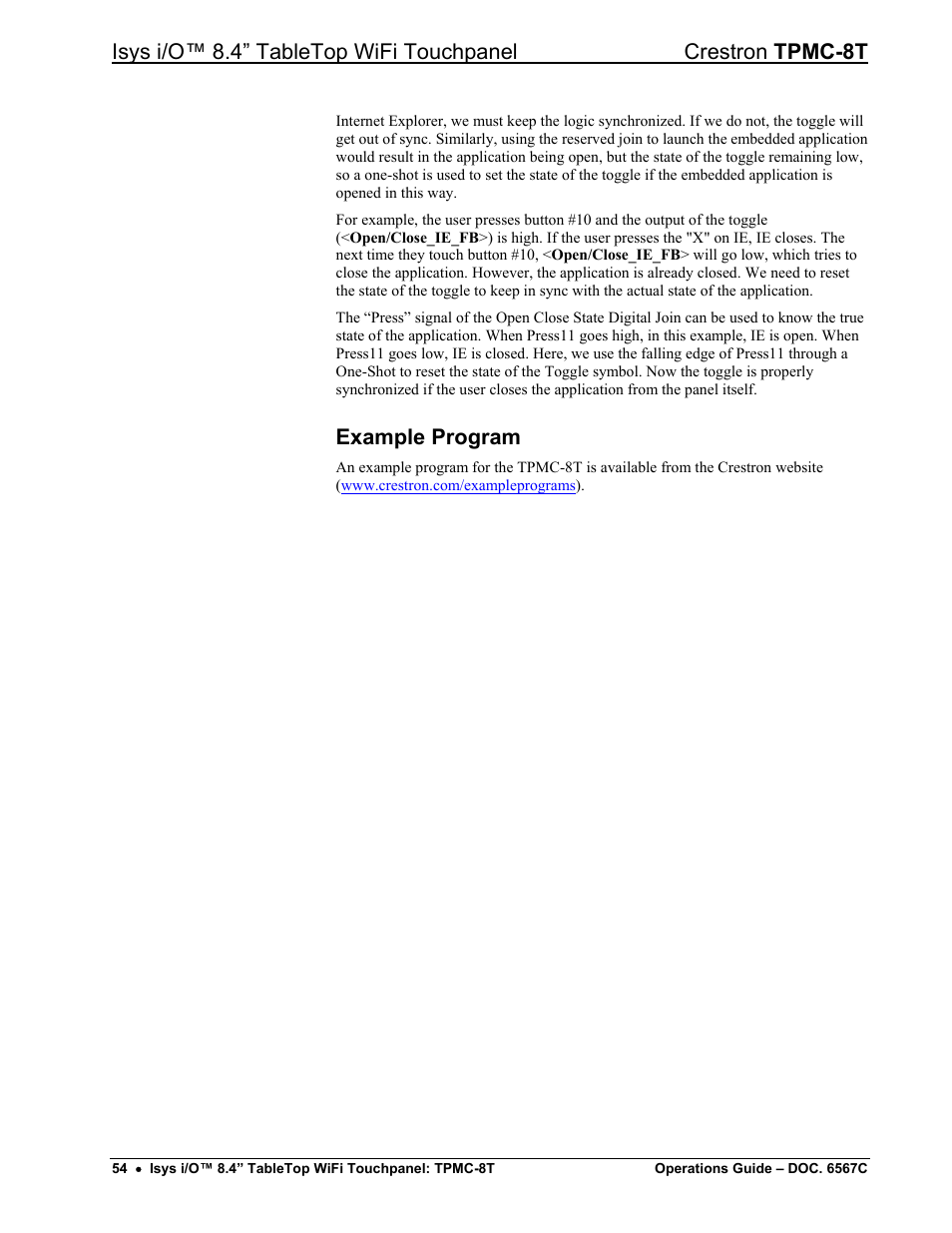 Example program | Crestron electronic TPMC-8T User Manual | Page 58 / 82
