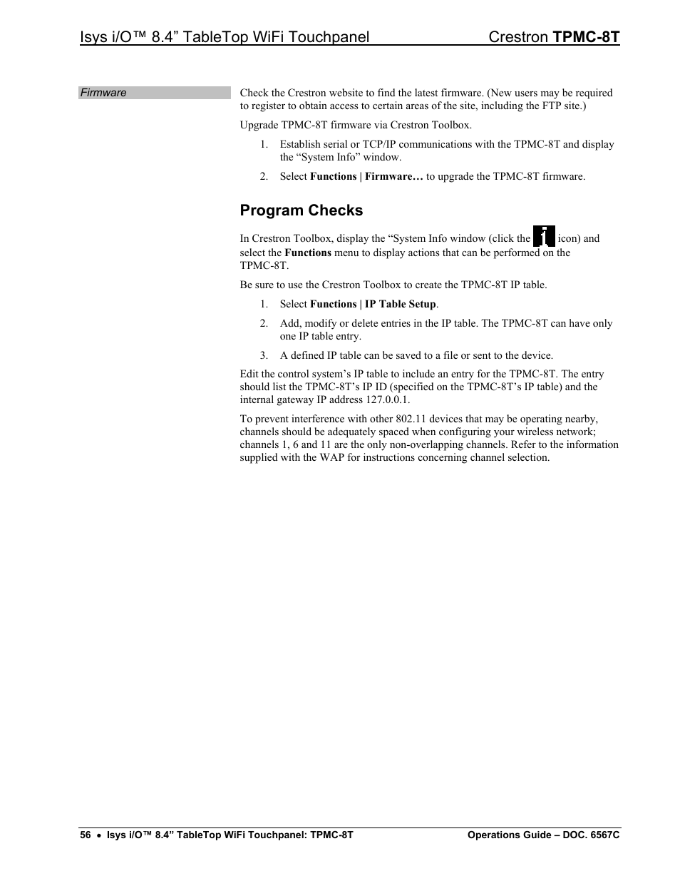 Program checks | Crestron electronic TPMC-8T User Manual | Page 60 / 82