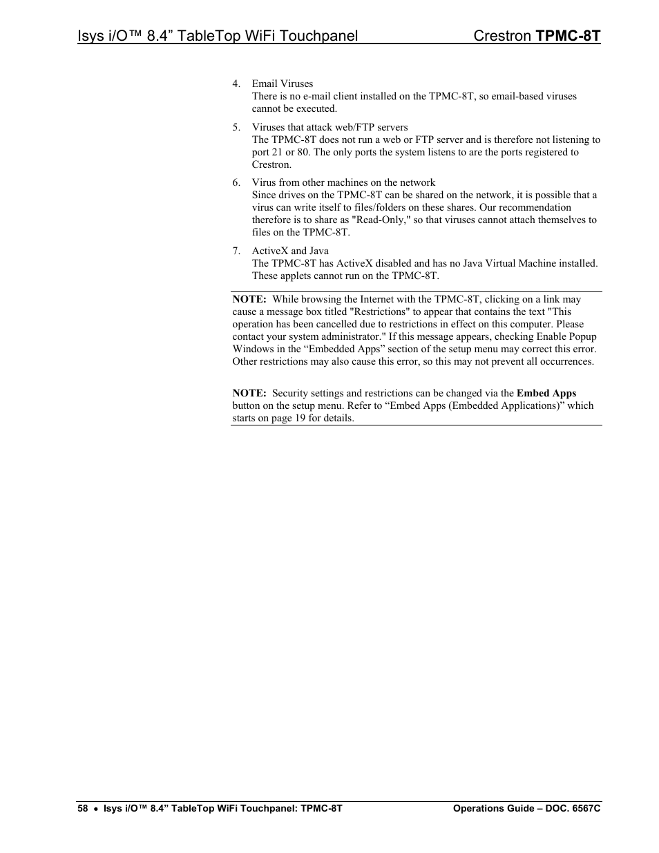 Crestron electronic TPMC-8T User Manual | Page 62 / 82