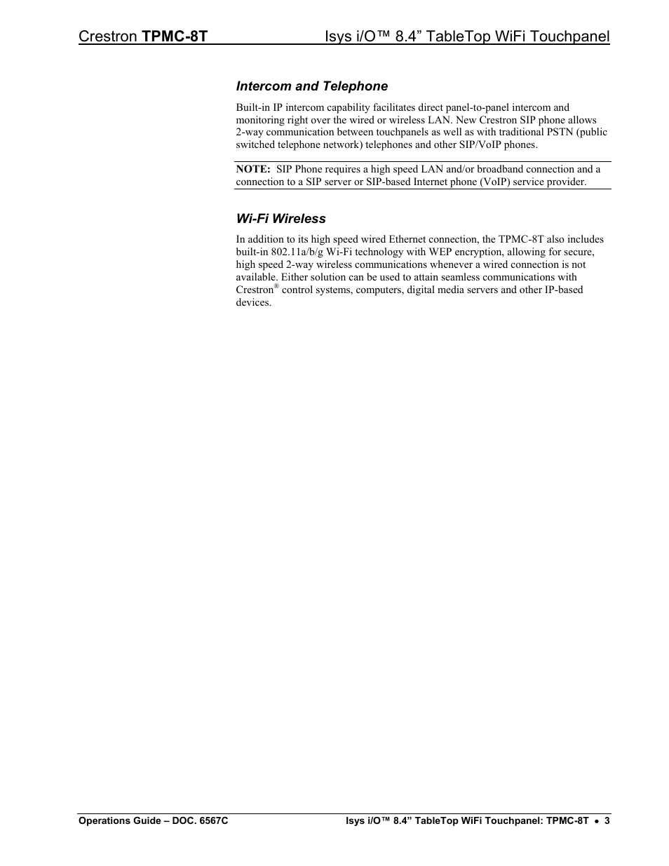 Crestron electronic TPMC-8T User Manual | Page 7 / 82