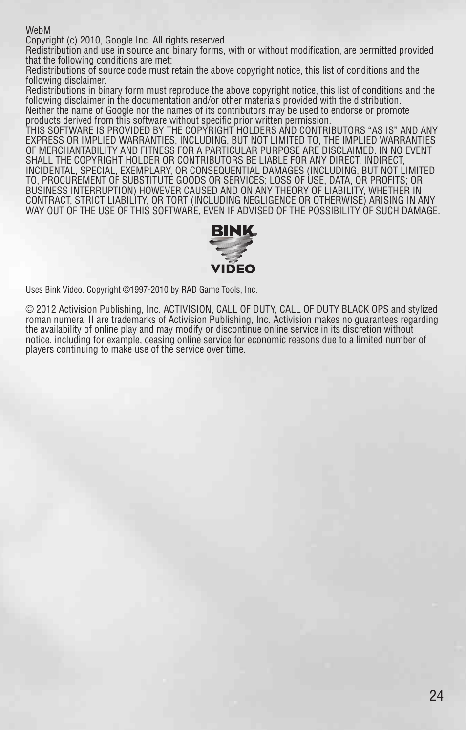 Activision Call of Duty: Black Ops II User Manual | Page 24 / 24