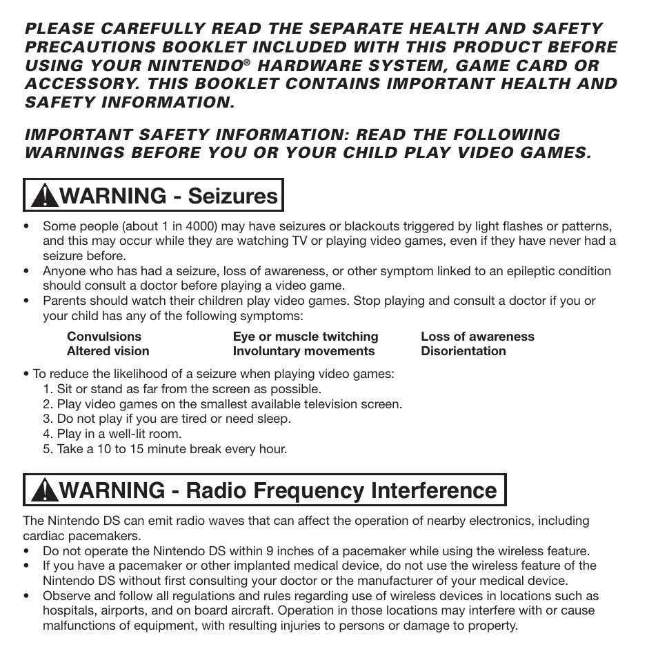 Important legal information, Warning - repetitive motion injuries and eyestrain, Warning - seizures | Activision Call of Duty: Modern Warfare 3 User Manual | Page 2 / 18