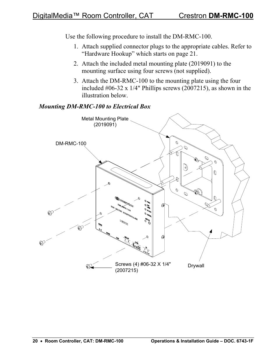 Crestron electronic DigitalMedia Room Controller DM-RMC-100 User Manual | Page 24 / 44
