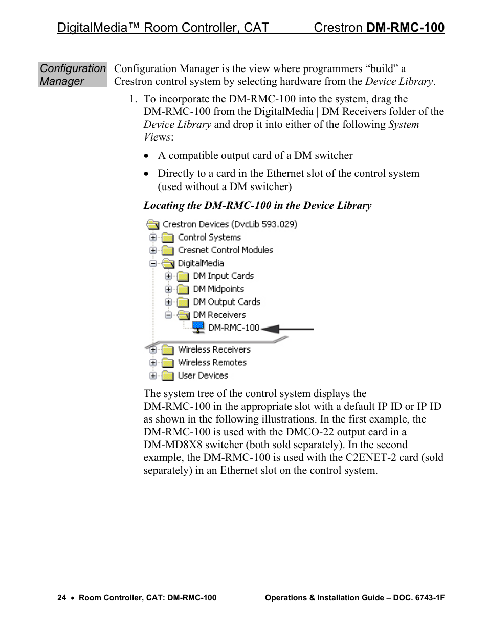 Crestron electronic DigitalMedia Room Controller DM-RMC-100 User Manual | Page 28 / 44