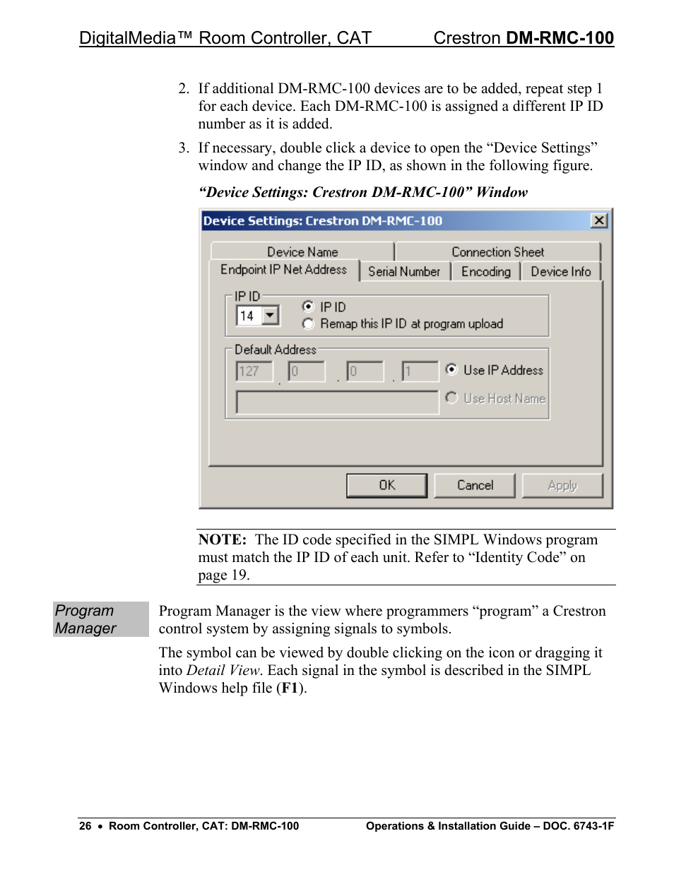 Crestron electronic DigitalMedia Room Controller DM-RMC-100 User Manual | Page 30 / 44