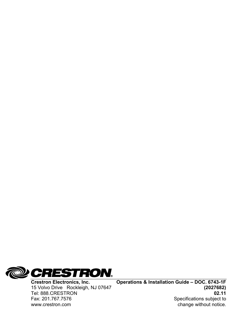 Crestron electronic DigitalMedia Room Controller DM-RMC-100 User Manual | Page 44 / 44