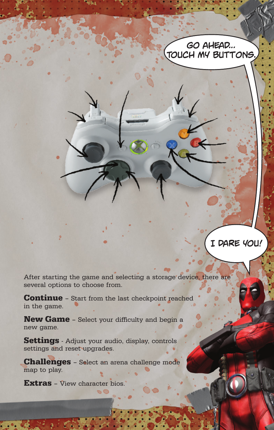 Controls main menu | Activision Deadpool User Manual | Page 3 / 8