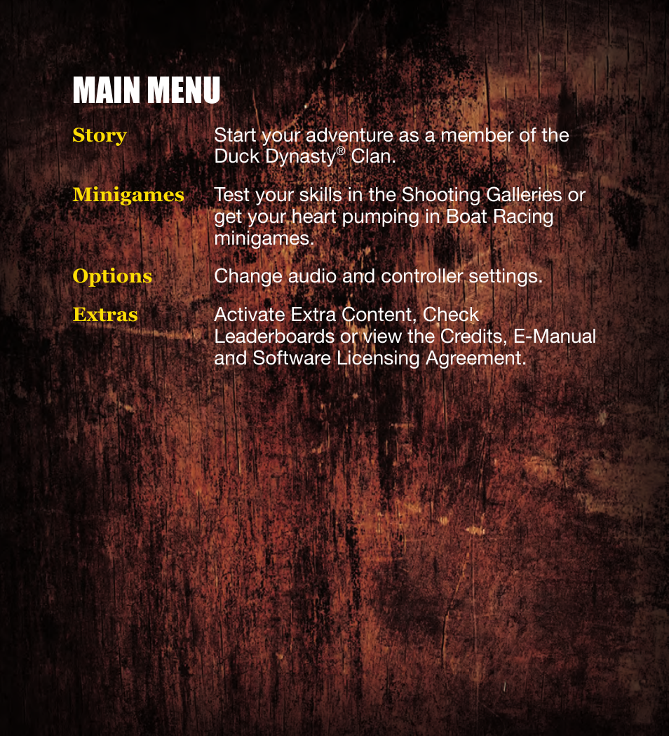 Main menu | Activision Duck Dynasty User Manual | Page 8 / 9