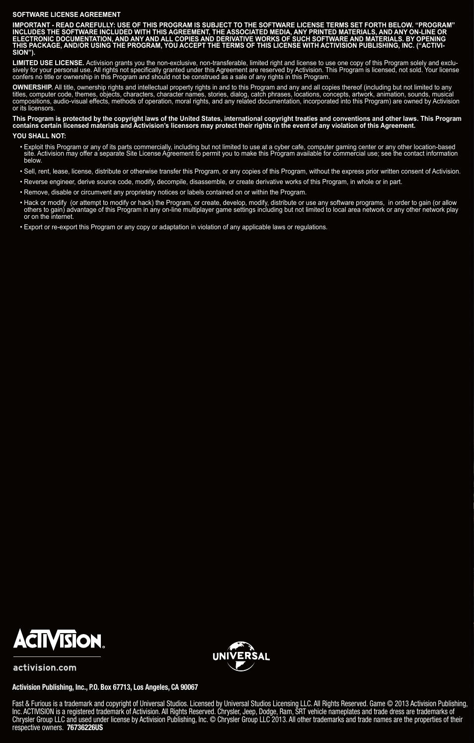 Activision Fast & Furious: Showdown User Manual | Page 4 / 4