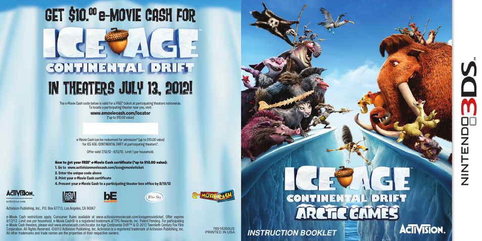 Activision Ice Age: Continental Drift User Manual | 6 pages