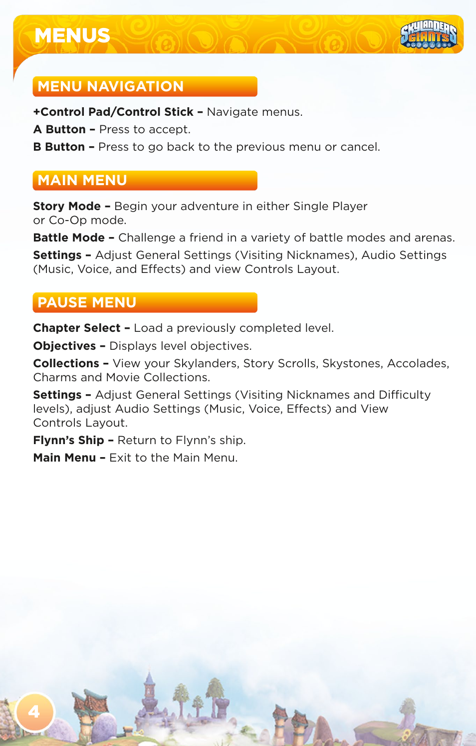 Menus | Activision Skylanders Giants User Manual | Page 6 / 13