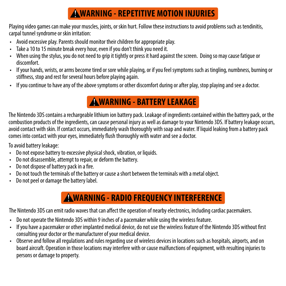 Warning - radio frequency interference | Activision Skylanders SWAP Force User Manual | Page 3 / 12