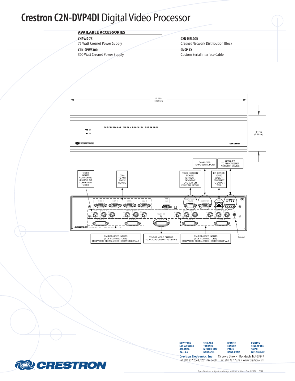 Crestron c2n-dvp4di digital video processor | Crestron electronic Digital Video Processor C2N-DVP4DI User Manual | Page 3 / 3