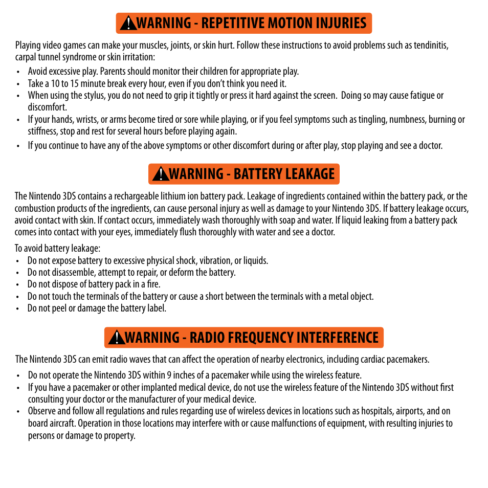 Warning - radio frequency interference | Activision Skylanders Spyro's Adventure User Manual | Page 3 / 22