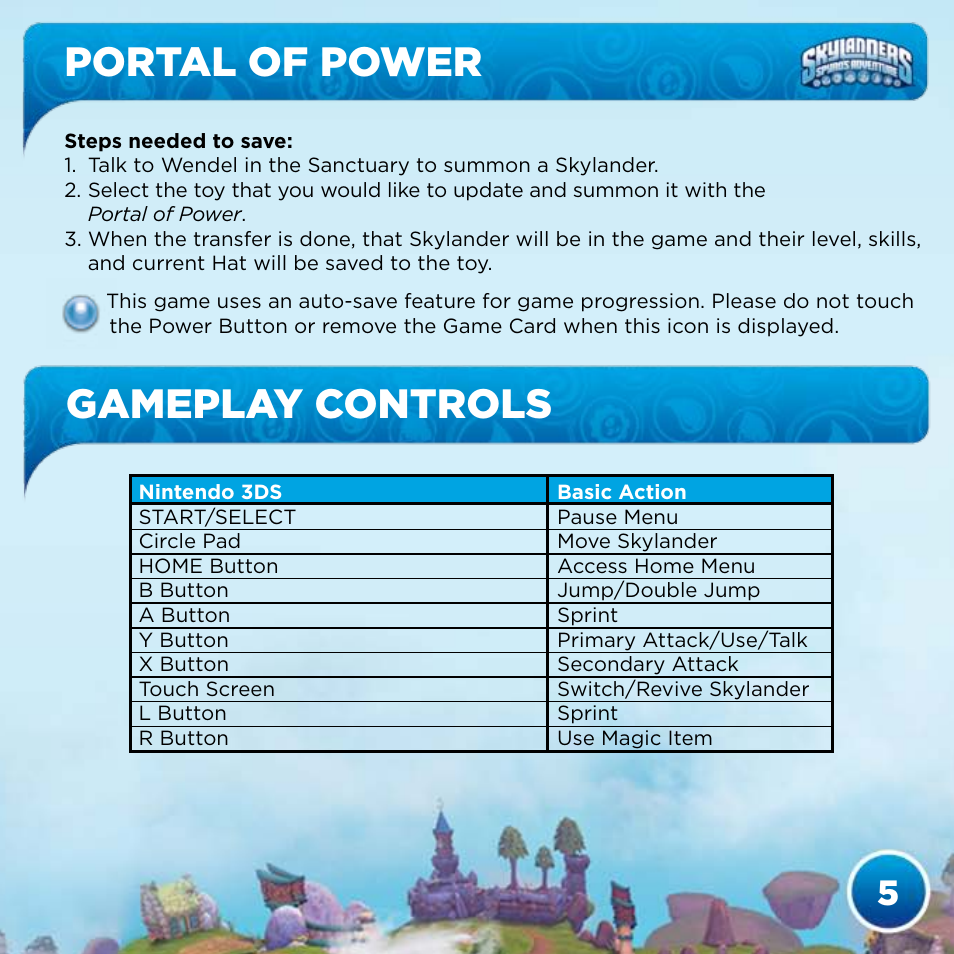 Portal of power, Gameplay controls | Activision Skylanders Spyro's Adventure User Manual | Page 7 / 22