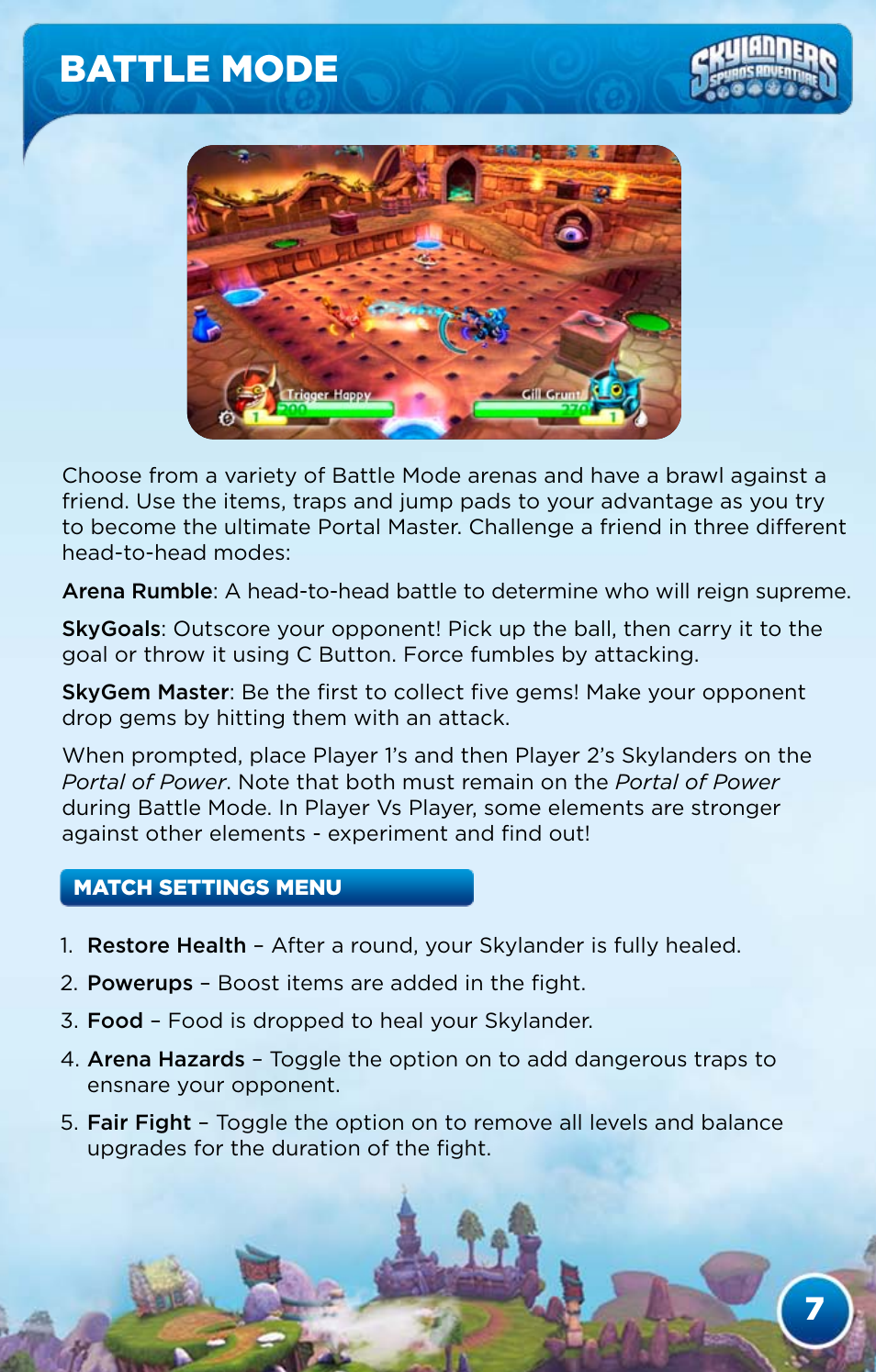 Battle mode | Activision Skylanders Spyro's Adventure User Manual | Page 9 / 24