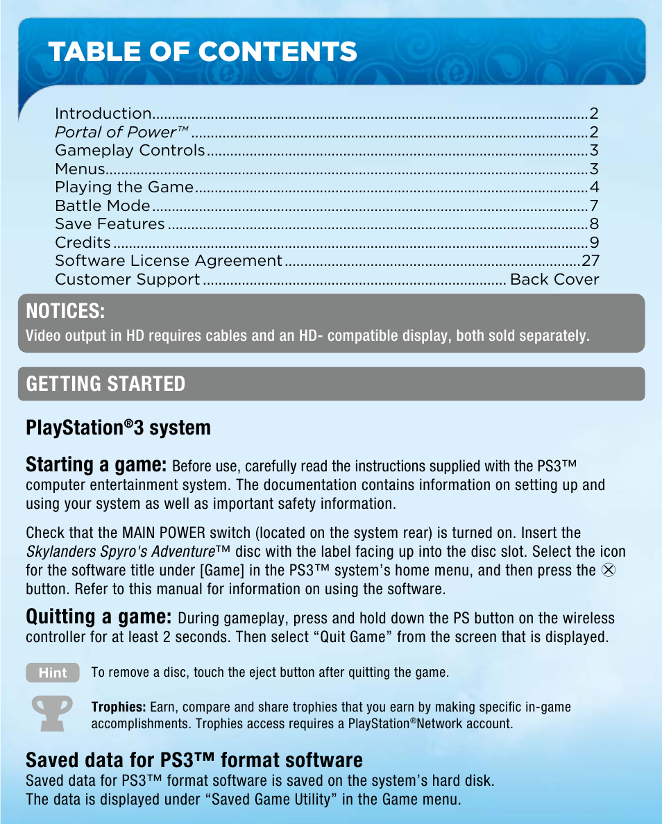 Activision Skylanders Spyro's Adventure User Manual | Page 3 / 30
