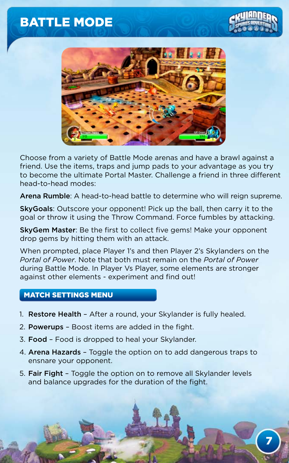 Battle mode | Activision Skylanders Spyro's Adventure User Manual | Page 9 / 26