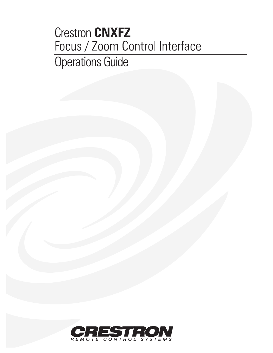 Crestron electronic CNXFZ User Manual | 24 pages