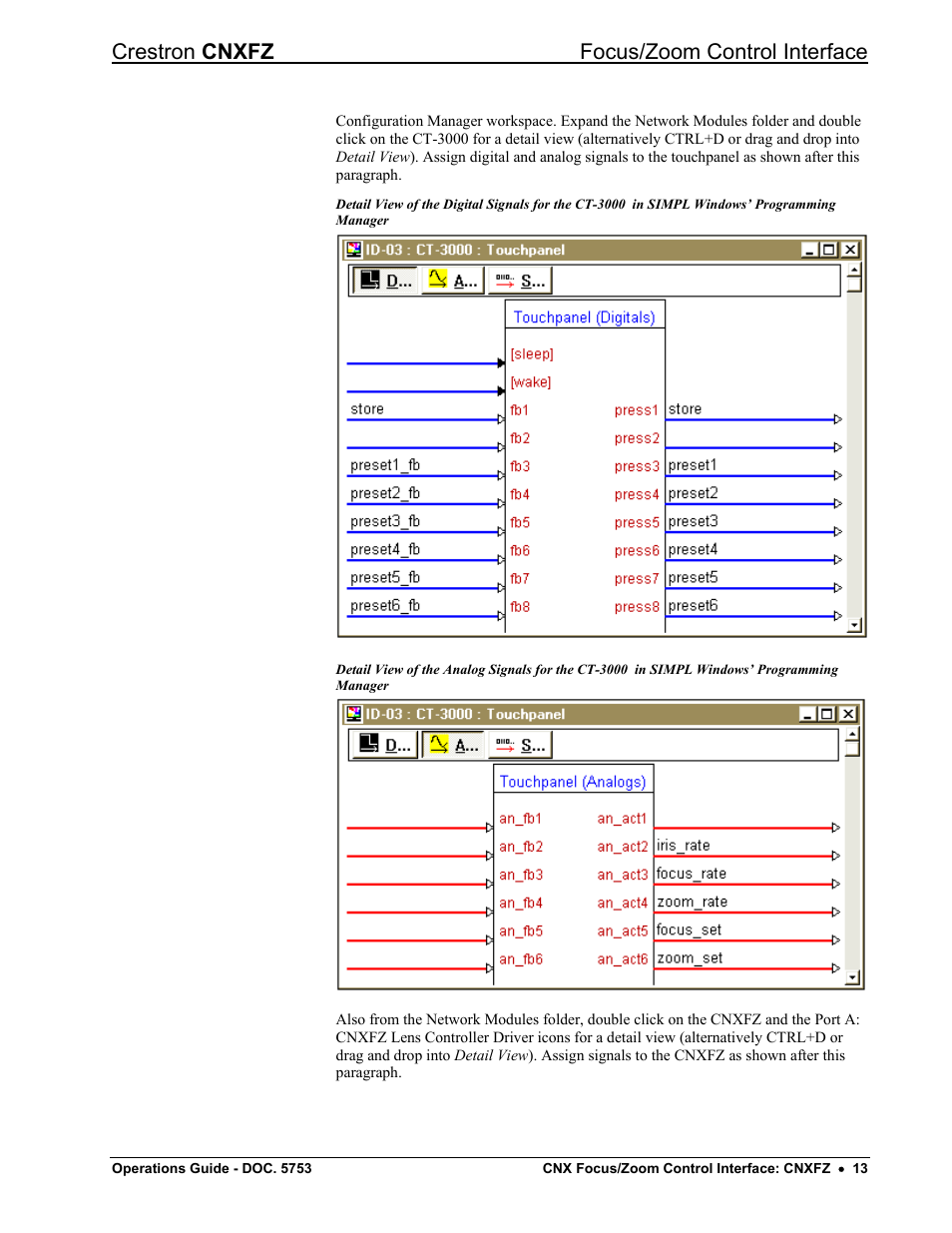 Crestron cnxfz focus/zoom control interface | Crestron electronic CNXFZ User Manual | Page 17 / 24