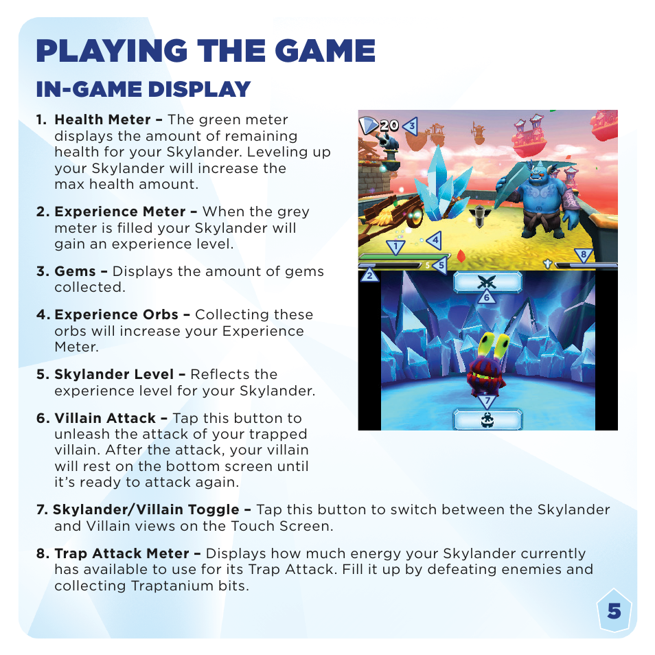 Playing the game, In-game display | Activision Skylanders Trap Team User Manual | Page 9 / 15