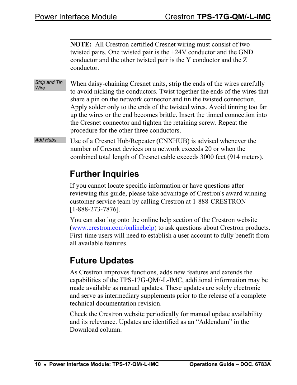 Further inquiries, Future updates | Crestron electronic TPS-17G-QM/-L-IMC User Manual | Page 14 / 16