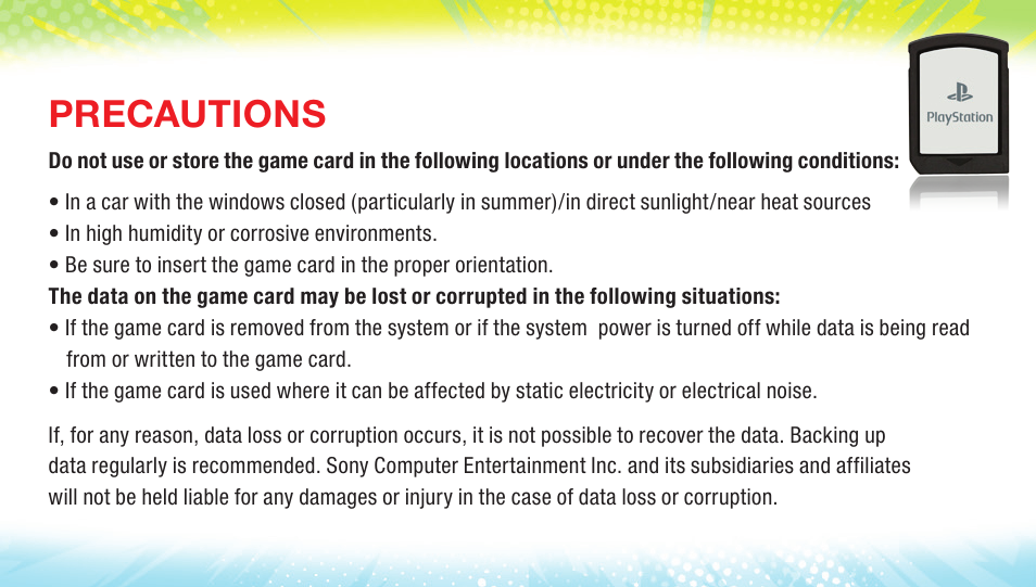 Precautions | Activision SpongeBob HeroPants User Manual | Page 3 / 12