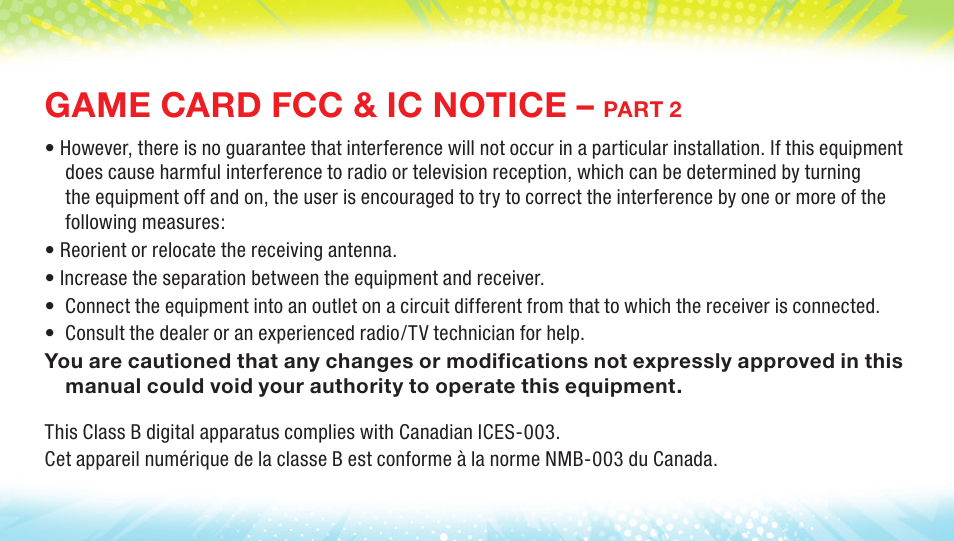 Game card fcc & ic notice | Activision SpongeBob HeroPants User Manual | Page 5 / 12