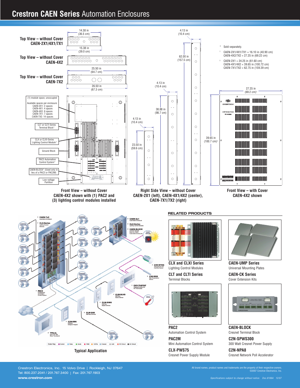 Crestron caen series automation enclosures | Crestron electronic Automation Enclosures CAEN Series User Manual | Page 2 / 2