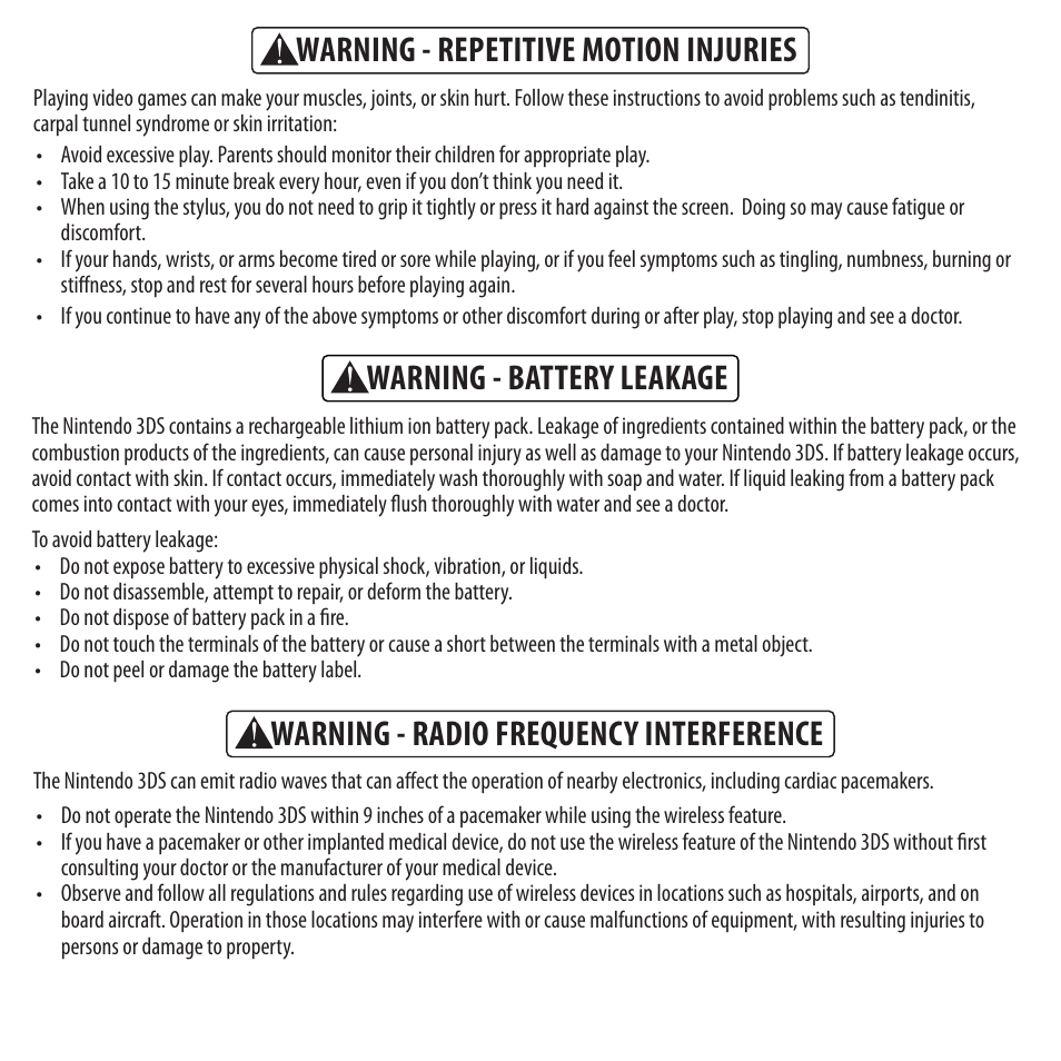 Warning - radio frequency interference | Activision SpongeBob SquarePants: Plankton's Robotic Revenge User Manual | Page 3 / 10