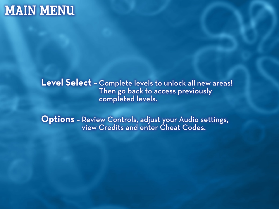 Main menu | Activision SpongeBob SquarePants: Plankton's Robotic Revenge User Manual | Page 4 / 13