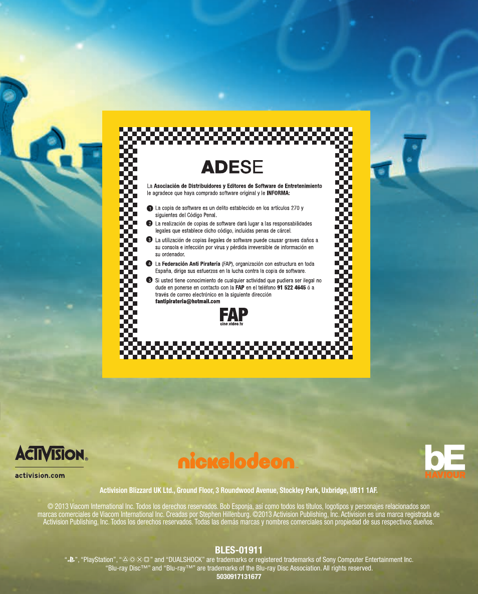 Activision SpongeBob SquarePants: Plankton's Robotic Revenge User Manual | Page 9 / 9