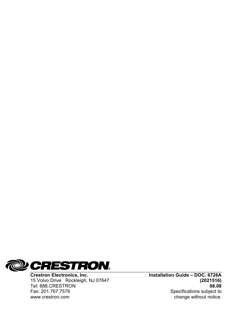 Crestron electronic F to SMB Adapter Cable SRD-FSMB-10 User Manual | Page 8 / 8