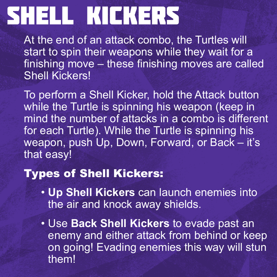 Shell kickers | Activision Teenage Mutant Ninja Turtles - Danger of the Ooze User Manual | Page 8 / 12
