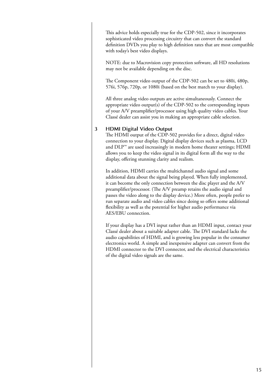 Classe Audio CDP-502 User Manual | Page 15 / 48
