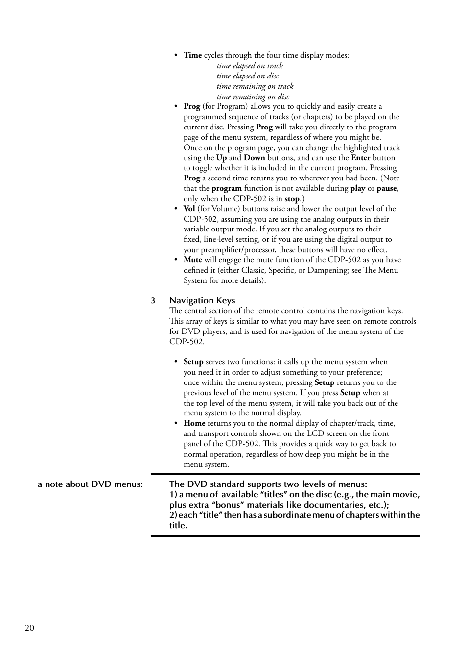 Classe Audio CDP-502 User Manual | Page 20 / 48